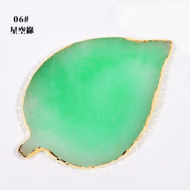 Aichashi 1 Pcs Leaf Resin Agate Nail Color Palette Gel Polish Pallet Mixing Drawing Paint Plate Manicure Nails Art Display Shelf