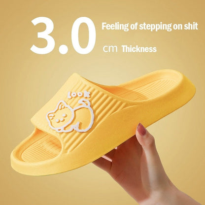 Aichashi Bear Slippers Women Summer Flip Flops Cute Cartoon Shoes For Woman Indoor Outdoor Wear Soft Thick Beach Sandals Couple Slides