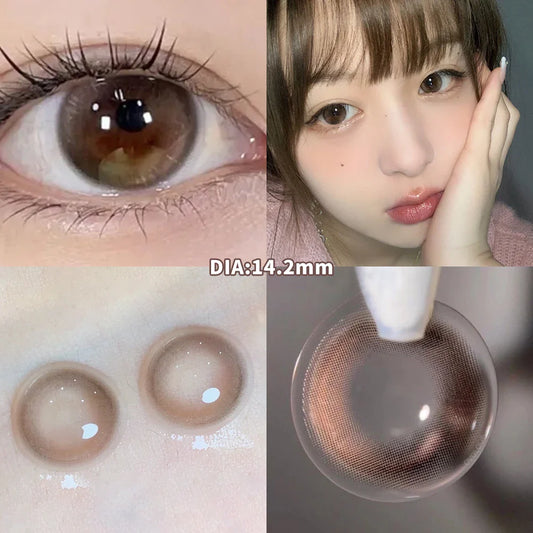 aichashi - 2PCS Beauty Brown Color Contact Lenses for Eyes Myopia Eye Color Lenses with Diopters Natural Pupils Mystical Blue Lens