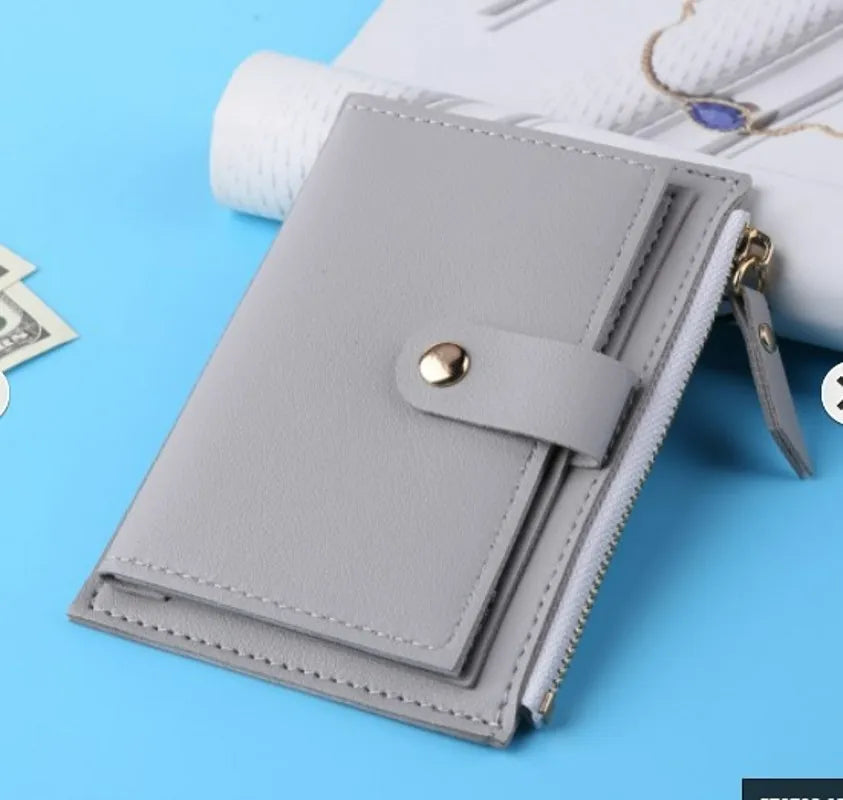 aichashi Women Wallets PU Leather Female Purse Mini Hasp Solid Multi-Cards Holder Coin Short Wallets Slim Small Wallet Zipper Hasp