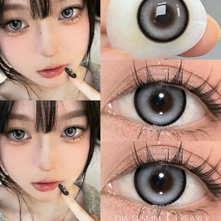 Aichashi 1Pair New Green Colored Contact Lens Gray Eye Lenses Brown Lenses High Quality Yearly Natural Contact Lenses for Eyes