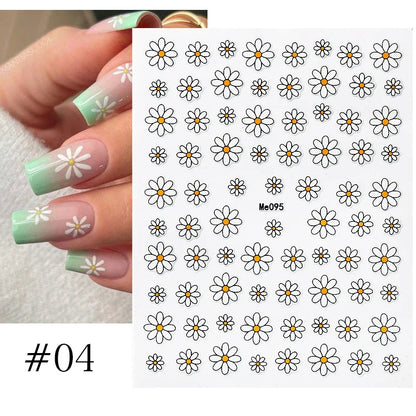 Aichashi 3D Laser Sakura Flower Nail Sticker Aurora Decals Glitter Star Butterfly Floral Adhesive Sliders Cherry Blooming Manicure