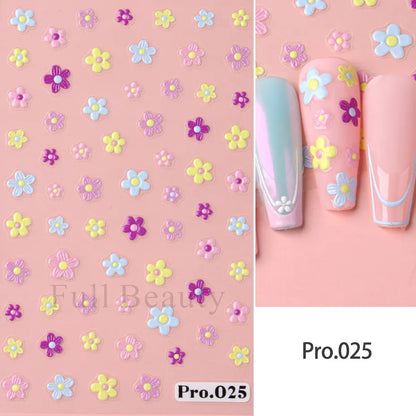 Aichashi 1Pcs Sakura Stickers For Nails 5D Embossed Spring Cherry Blossom Tulip Peony Flowers Petals Sliders Manicure Decoration