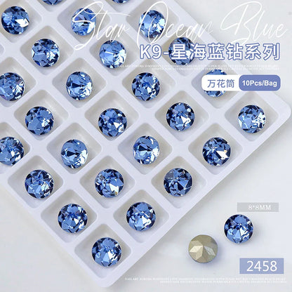 10pcs/bag K9 Diamond Nails Art Decoration Special Shaped Rhinestones for Nails Heart Light Blue DIY Nail Design