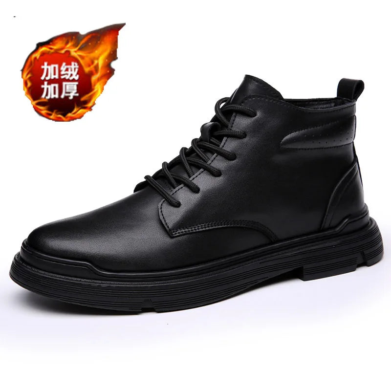 Aichashi Winter Genuine Leather Shoes Men Boots Spring Ankle Boots Shoes  Man Punk Casual Riding Flats Equestr Botas Hombre Plus Size