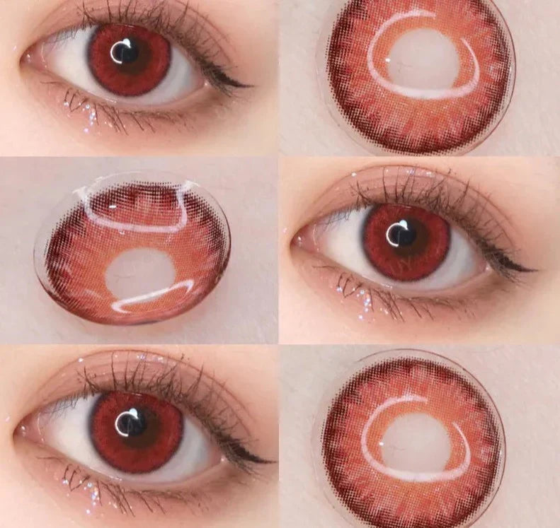 1 Pair Korean Fashion Lenses Pink Cosplay Anime Lenses Color Contact Lenses for Eyes Cosmetics Colored Lenses Red Lenses