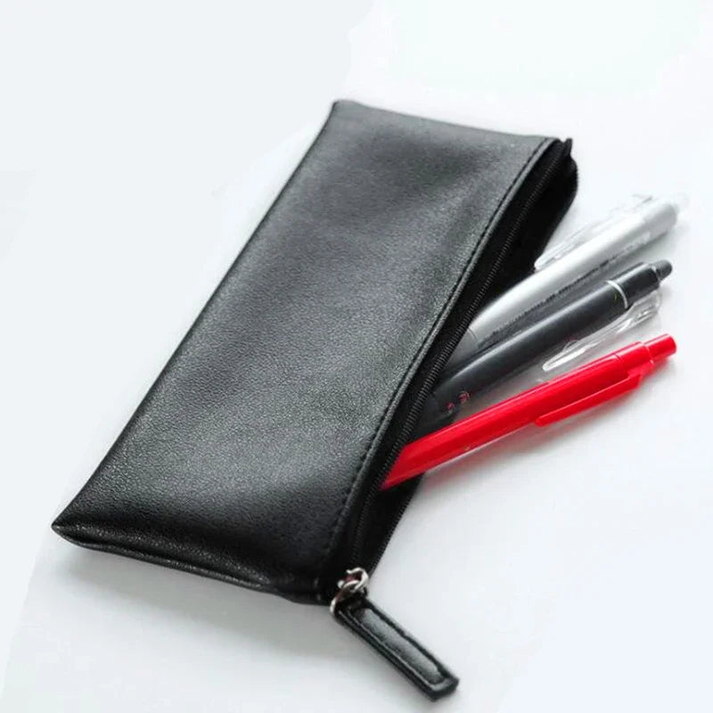 Aichashi BACK TO SCHOOL Leather Pencil Case Simple Pen Bags Women Girl Make Up Holder Gift School Stationery Gift Cute Pencil Caseback To School