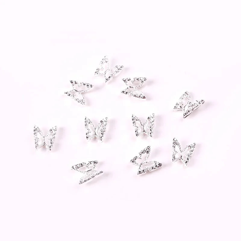 Aichashi 10pcs nail Charm Bufferfly Metal Nail Figures 3d Nail Parts Metal Charms Kawaii Accessories For Manicure Rhinestone