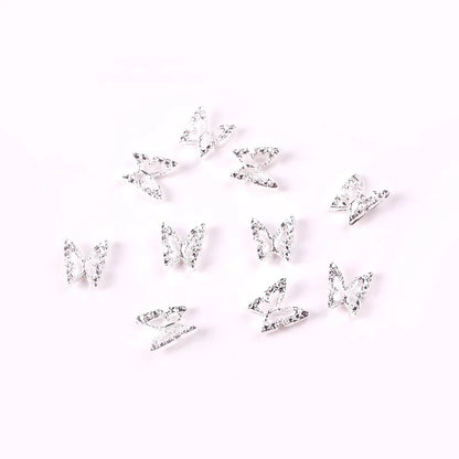 Aichashi 10pcs nail Charm Bufferfly Metal Nail Figures 3d Nail Parts Metal Charms Kawaii Accessories For Manicure Rhinestone