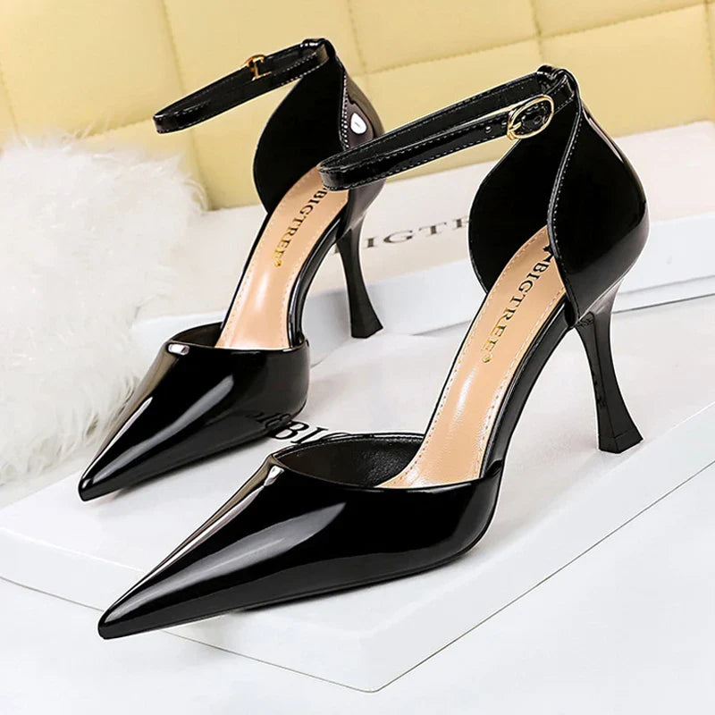 aichashi  -  Shoes Nude Heels Women Pumps Patent Leather High-heeled Shoes Luxury Banquet Shoes Summer Women High Heels Sandals 2024