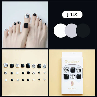 24pcs Artificial Acrylic Nail Art Toe Nails Solid Glossy Colorful Square Head ToeNail Full Coverage Removable Press On Toe nails