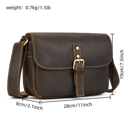 Aichashi Retro Leather Shoulder Bag Vintage Crazy Horse Leather Cross Body Bags Messenger Bag Casual Shoulder Bags for Mens Male Bags