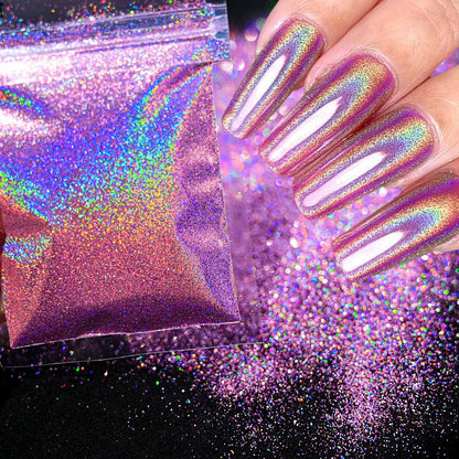 1Box Unicorn Holographic Nail Powder Silver Glitter Metallic Rub Dust Mirror Pigment Extra Fine Shiny Chrome For DIY Manicure*Y*