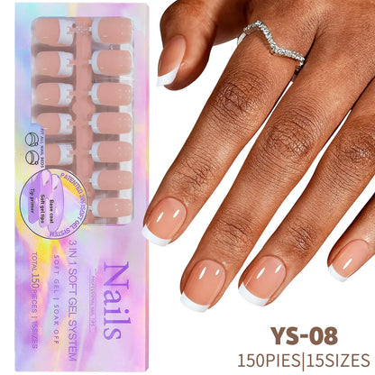 Aichashi 150pcs/boxed New False Nails Press On Nail Long Short Almond Nail Detachable French Style Wearing Manicure Fake Nail Patch