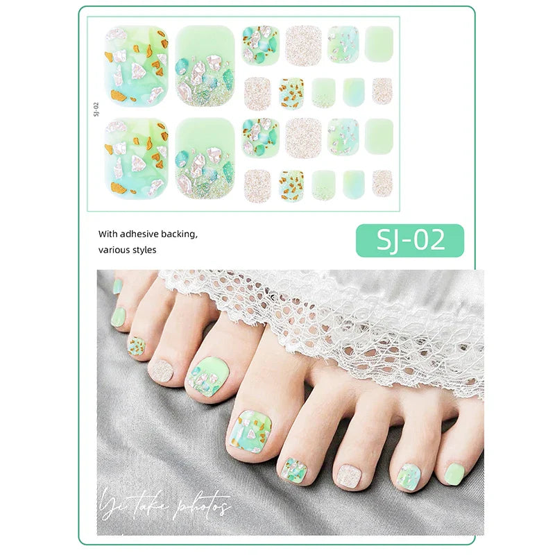 Aichashi 22 Tips Toe Nail Wraps Full Cover Nails Sticker Art Decorations Manicure Nail Vinyls Adhesive Nails Deco For Women Girls DIY