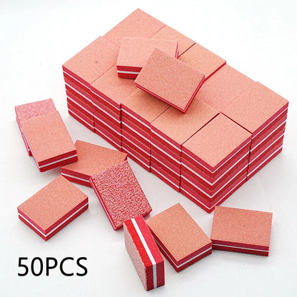 50Pc Professional Mini Nail Art buffer 100/180 Sandpaper Manicure Care File Sanding Polishing Nails File Grinding Equipment Tool