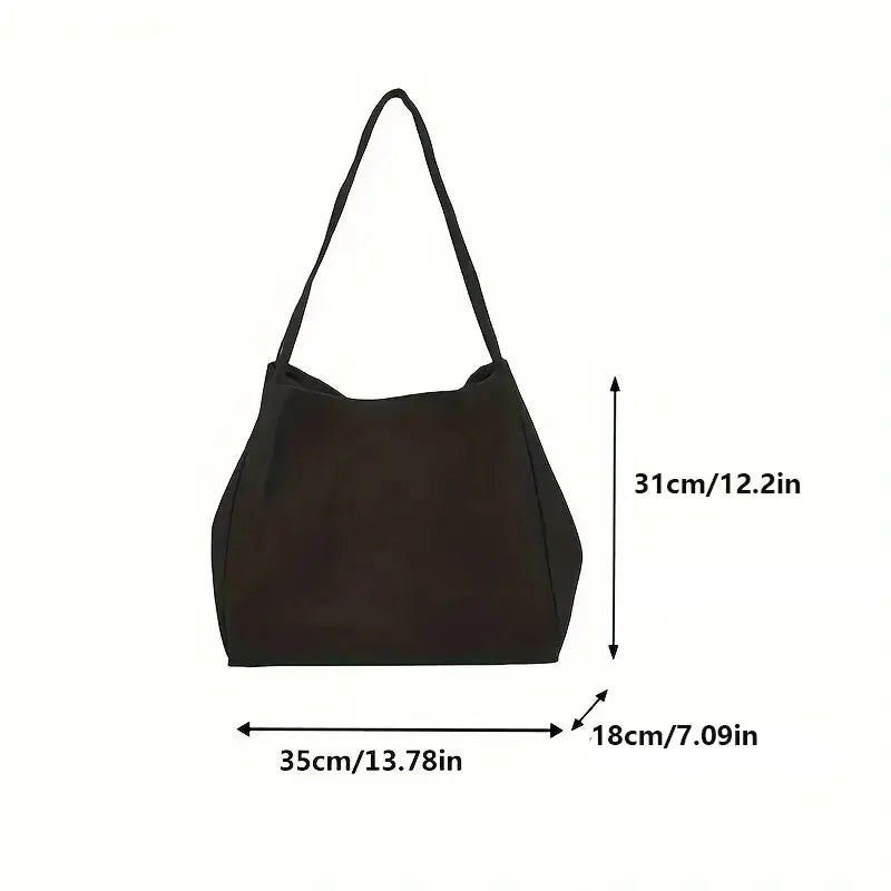 Aichashi Large Capacity Canvas Fashion Shoulder Bag New Solid Color Top-handle Casual Tote Bag