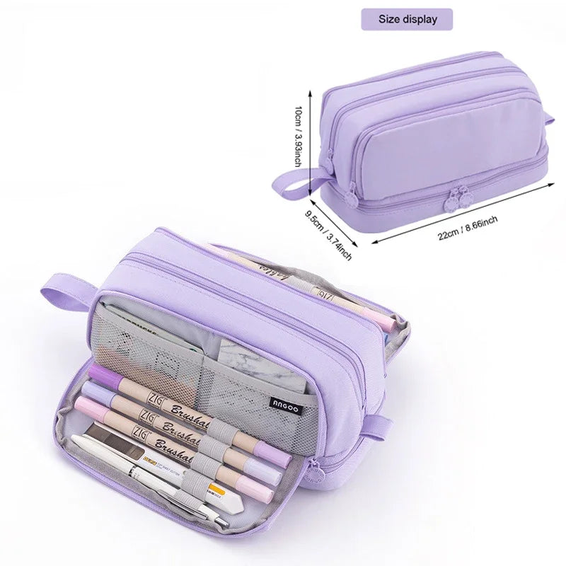 Aichashi 4 Partitions Large Pencil Case Pen Bag School Student Pencil Cases Cosmetic Bag Stationery Organizer Office Supply