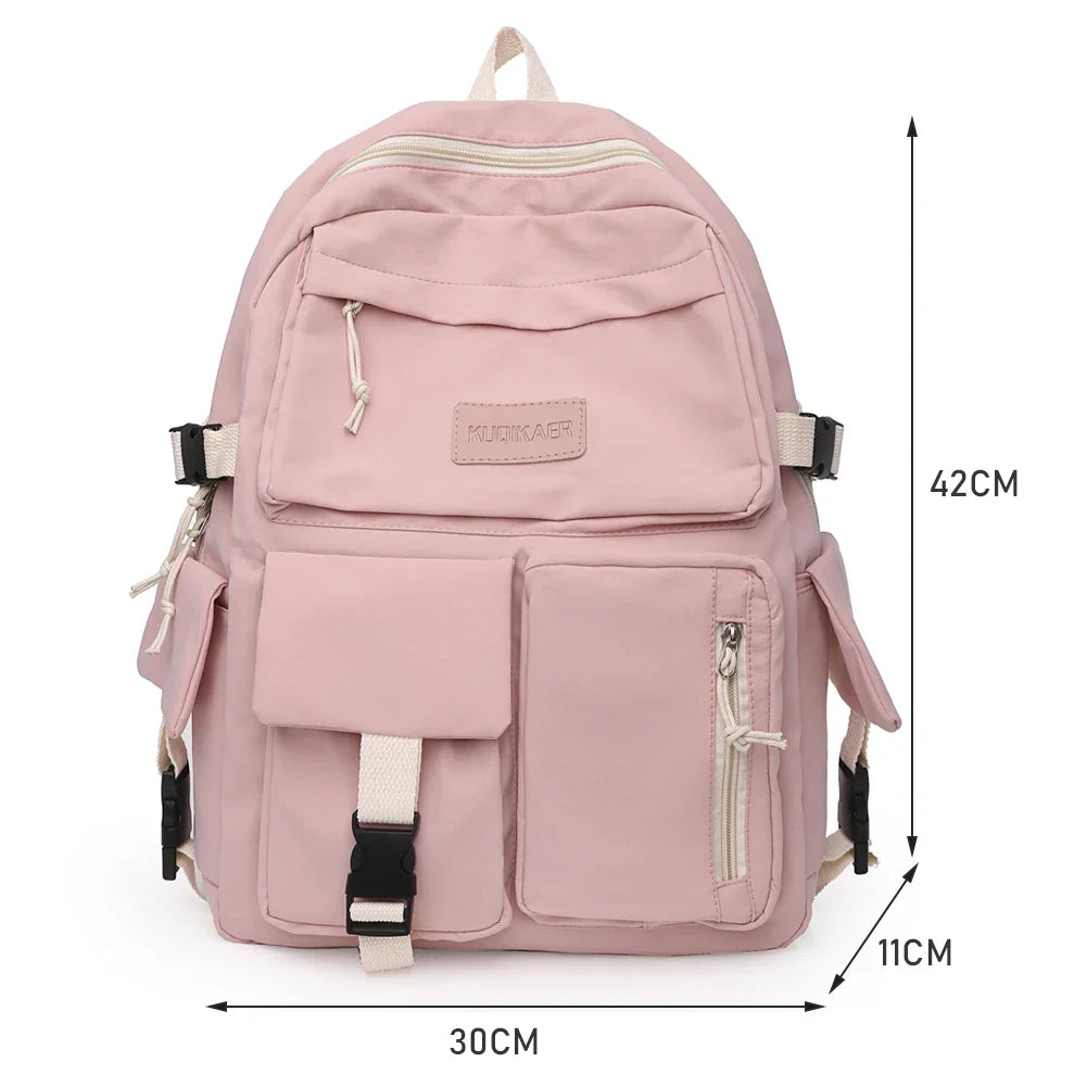 Aichashi Fashion Japanese Nylon Bookbags with Plush Pendant Summer New Student Kawaii Backpack Large Capacity Woman College Rucksack