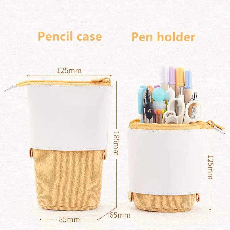 Aichashi BACK TO SCHOOL Creative Retractable Pencil Case School Stationery Storage Bag Kawaii Solid Color Pen Case Cute Pen Holder Gifts for Kid Pen Bag