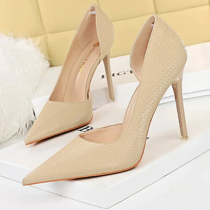 aichashi  -  Shoes Serpentine Woman Pumps Metal Stiletto High Heels New Designer Women Heels Sexy Party Shoes Lady Plus Size 43