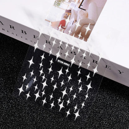 3D Gold Sun/Moon/Star Bronzing Nail Art Sticker 8*10cm Laser Star Moon Design Nail Decal Gold Silver Self-Adhesive Slider