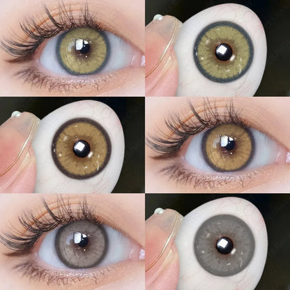 Aichashi 1 Pair NEW Colored Contact Lenses Green Eye Lenses Natural Brown Lens Fast Delivery Green Eye Lens Yearly Contacts Lens