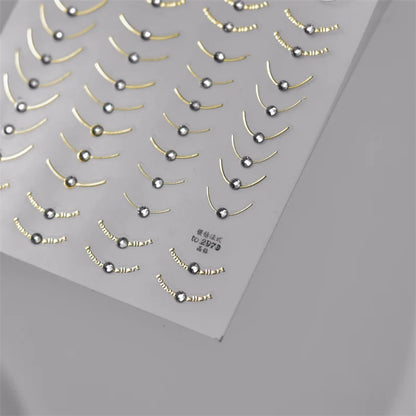 1pcs 5D Rhinestones Japanese Retro Wave Nail Art Stickers Gold Silver Self Adhesive Transfer Nail Decorations Slider Decals DIY