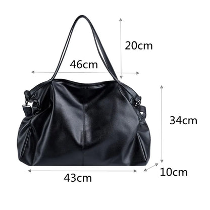 Aichashi Big Black Shoulder Bags For Women Large Hobo Shopper Bag Solid Color Quality Soft Leather Crossbody Handbag Lady Travel Tote Bag