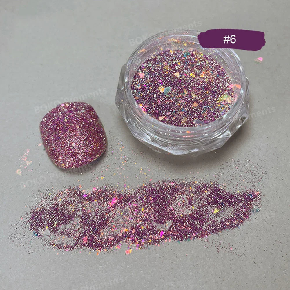 1Box Unicorn Holographic Nail Powder Silver Glitter Metallic Rub Dust Mirror Pigment Extra Fine Shiny Chrome For DIY Manicure*Y*