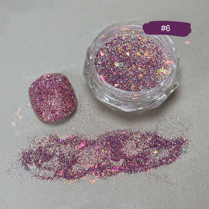 1Box Unicorn Holographic Nail Powder Silver Glitter Metallic Rub Dust Mirror Pigment Extra Fine Shiny Chrome For DIY Manicure*Y*