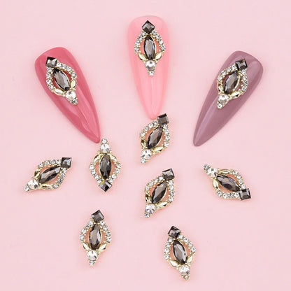 Aichashi 10pcs Gold 3D Nail Art Charms Shape Crystal Rhinestone Stones Nail Jewelry For Acrylic Nail Designer Accessories Decor