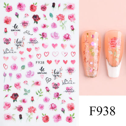 Aichashi Love Heart Nail Stickers Simple Heart Design Self-Adhesive Slider Letters Nail Art Decorations Stars Decals Manicure Accessories