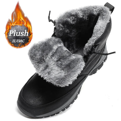 Aichashi New Men Winter Snow Boots For Waterproof Leather Sneakers Super Warm Men's Boots Outdoor Male Hiking Boots Work Shoes Size 39-48