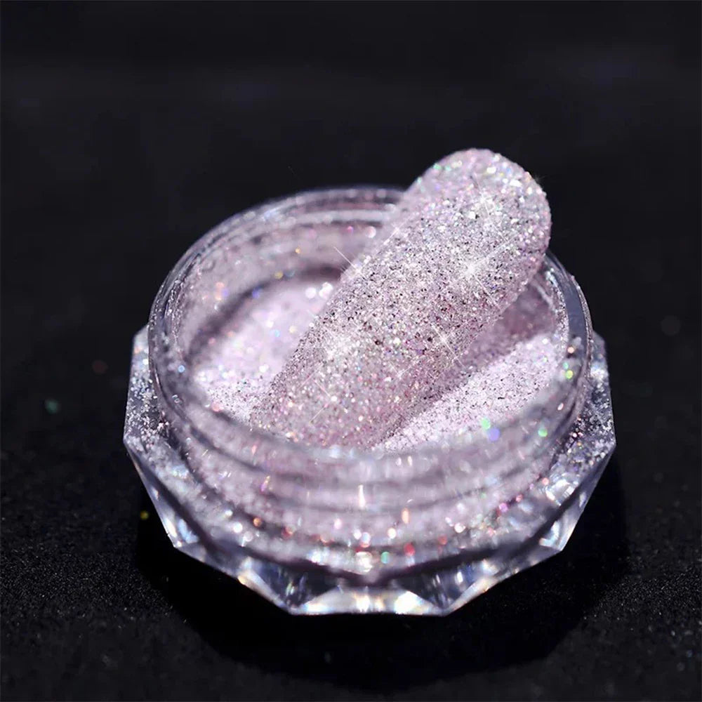 1Box Unicorn Holographic Nail Powder Silver Glitter Metallic Rub Dust Mirror Pigment Extra Fine Shiny Chrome For DIY Manicure*Y*