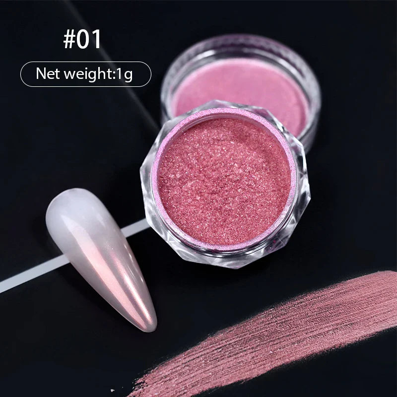 Aichashi Gradient Powder Pigment Pearl Rubbing on Nail Art Glitter Dust Aurora On Manicure Decoration Mirror Rubbing Neon Dust