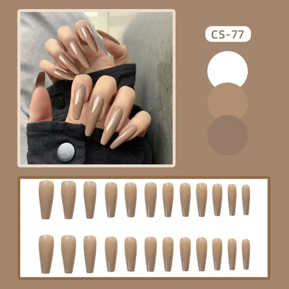 24PC/Box Fashion False Nails Artificial Milky White Pink Gradients Long Ballet Nail Tips Full Cover Acrylic Fake Nails With Glue