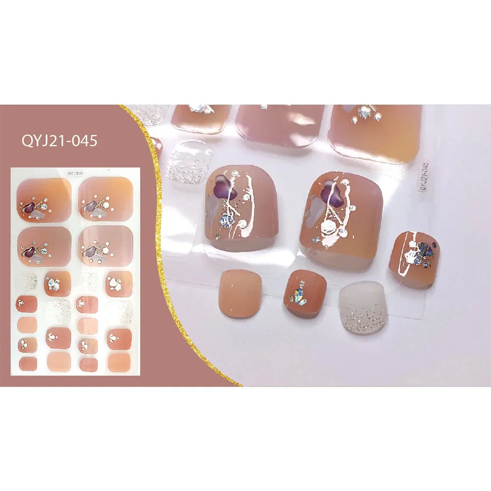 Aichashi 22 Tips Toe Nail Wraps Full Cover Nails Sticker Art Decorations Manicure Nail Vinyls Adhesive Nails Deco For Women Girls DIY