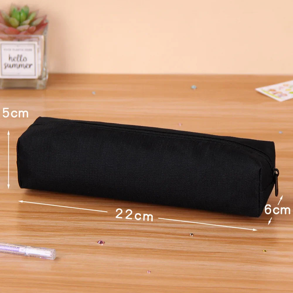 Aichashi BACK TO SCHOOL Solid Color Pencil Case Simple Pencil Bags For Student New Stationery School Supplies Kids Gift Zipper Big Cosmetic Bag