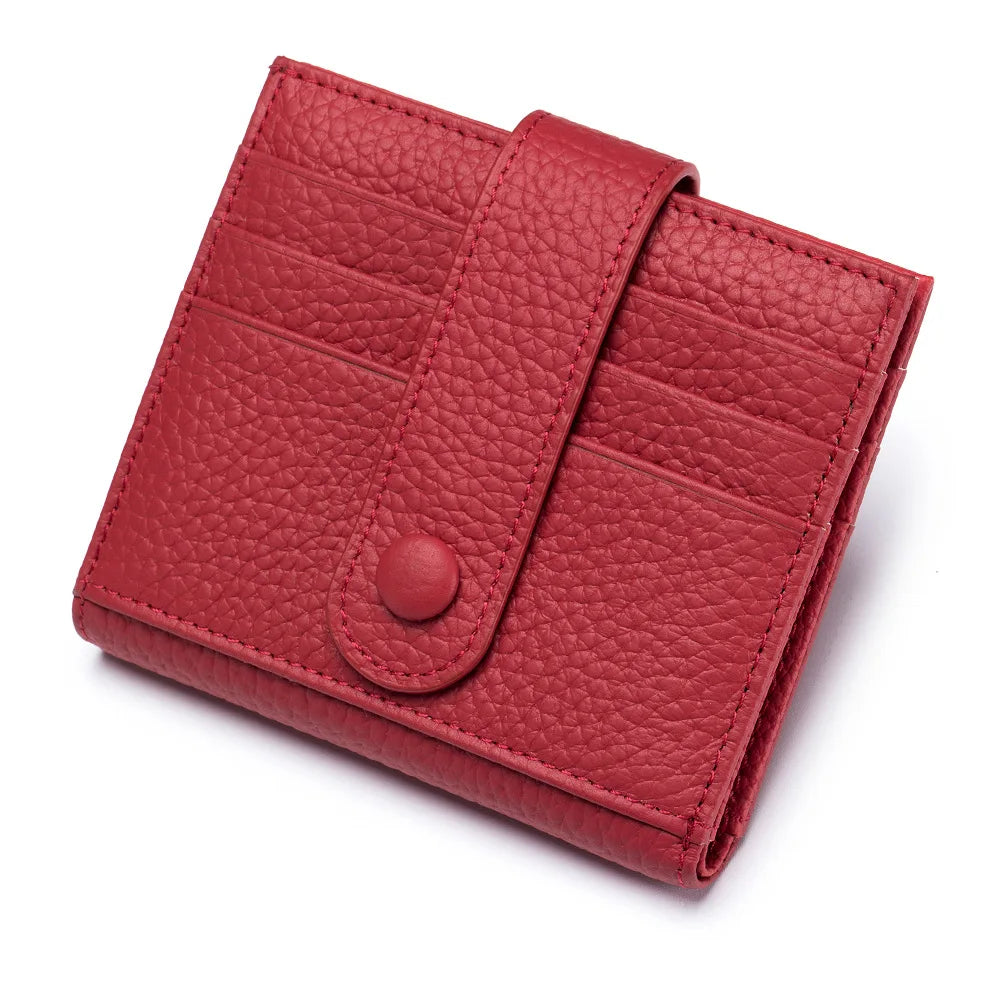 aichashi Ultra-thin Genuine Leather Female Wallets Multifunction Small Soft Cowhide Coin Purse Card Holder Money Bag For Men Women