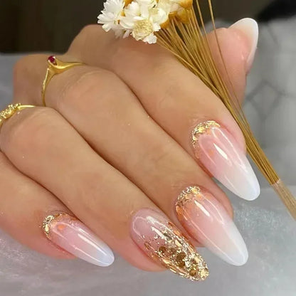 Aichashi 24Pcs French False Nails Almond Fake Nails with Glue Press on White Edge Design Wearable Simple Ins Pink Stiletto Nail Tips HOT