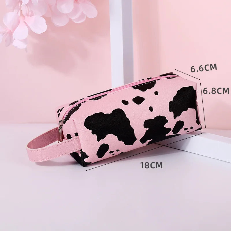 Aichashi Cow Pattern Pencil Case Kawaii Stationery Pencilcase Large Capacity Pen Case Trousse Scolaire School Supplies Pencil Pouch