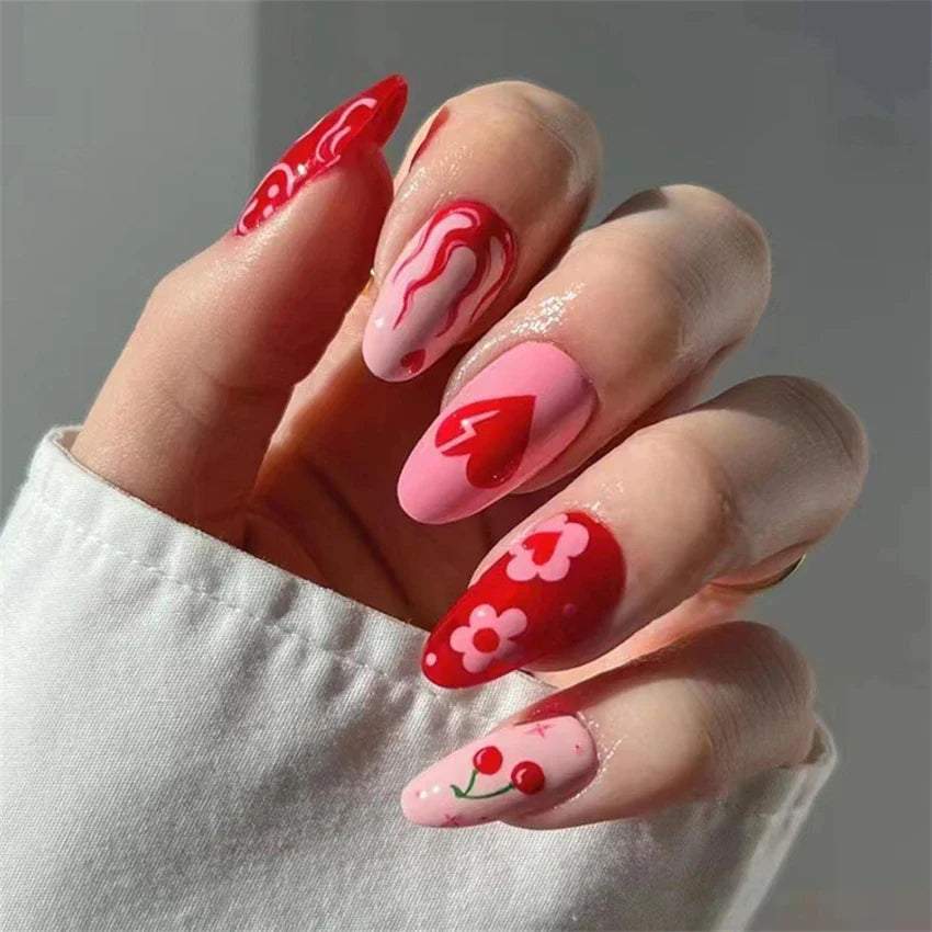 24Ps/Set Square Head Coffin Wearing False Nails Art Pink Matte French Fake Nails Leopard Artificial Acrylic White Press on Nails