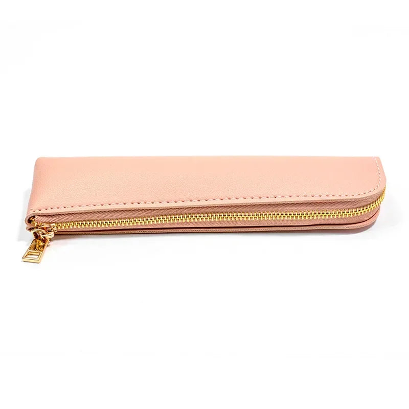 Aichashi BACK TO SCHOOL 1PC PU Leather Small Pen Bag Mini Pen Sleeve Zipper Pencil Pouch Stationery Fountain Pen Holder Case Student School Supplies