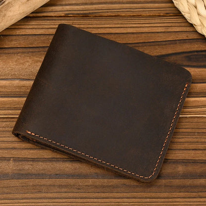 Aichashi Handmade Vintage Crazy horse Leather Wallet Men Genuine Leather Short Wallet Slim Coin Purse Male Money Clips Money bag