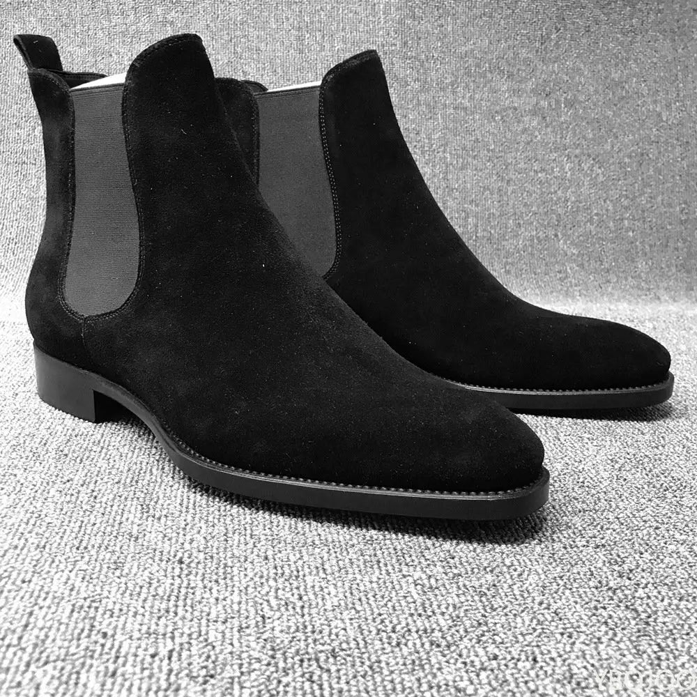 Aichashi Men Chelsea Boots Black Brown Velvet High Ankle Dress Shoes Men Walking Shoes Wear Resistant Chelsea Dress Boots Botas de Hombre