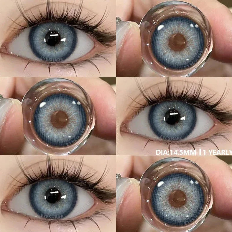 Colored Contact Lenses 1pair Natural Eye Lens Blue Eye Lenses Brown Lenses Gray Pupils Yearly Cosmetic Green Contacts