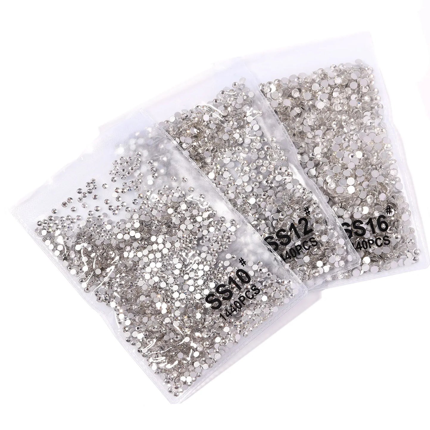 144/288 /1440pcs SS3-SS50 Crystal AB Clear Nail Rhinestones Non Hotfix Flat Back Stones DIY Strass Nail Art Decor Accessories