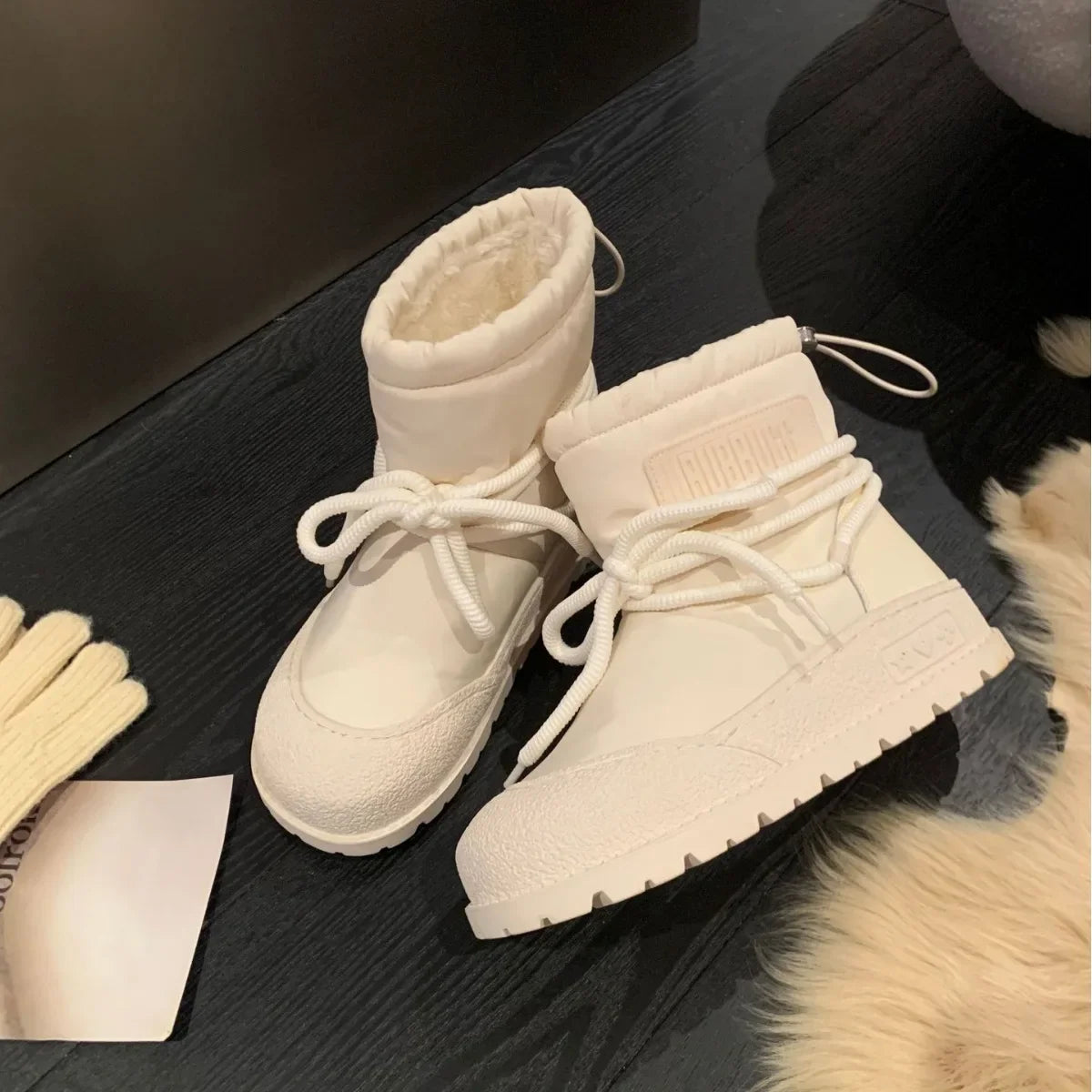 aichashi  -  Women's New Winter Warm Cotton Shoes Adult Short Plush Thickened Snow Boots Ins Design Unisex Cute Non-slip Bread Shoes