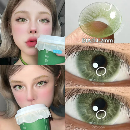 Aichashi 1 Pair/2pcs 10 Colors Contact Lenses for Eyes Fashion Pupils Myopia Eye Color Lenses Blue Green Brown Prescription Lens